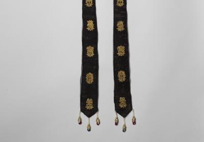 图片[2]-Black velvet hat ribbons decorated with the Eight Treasures in gold, Qing dynasty, 18th c., Tibetan work-China Archive